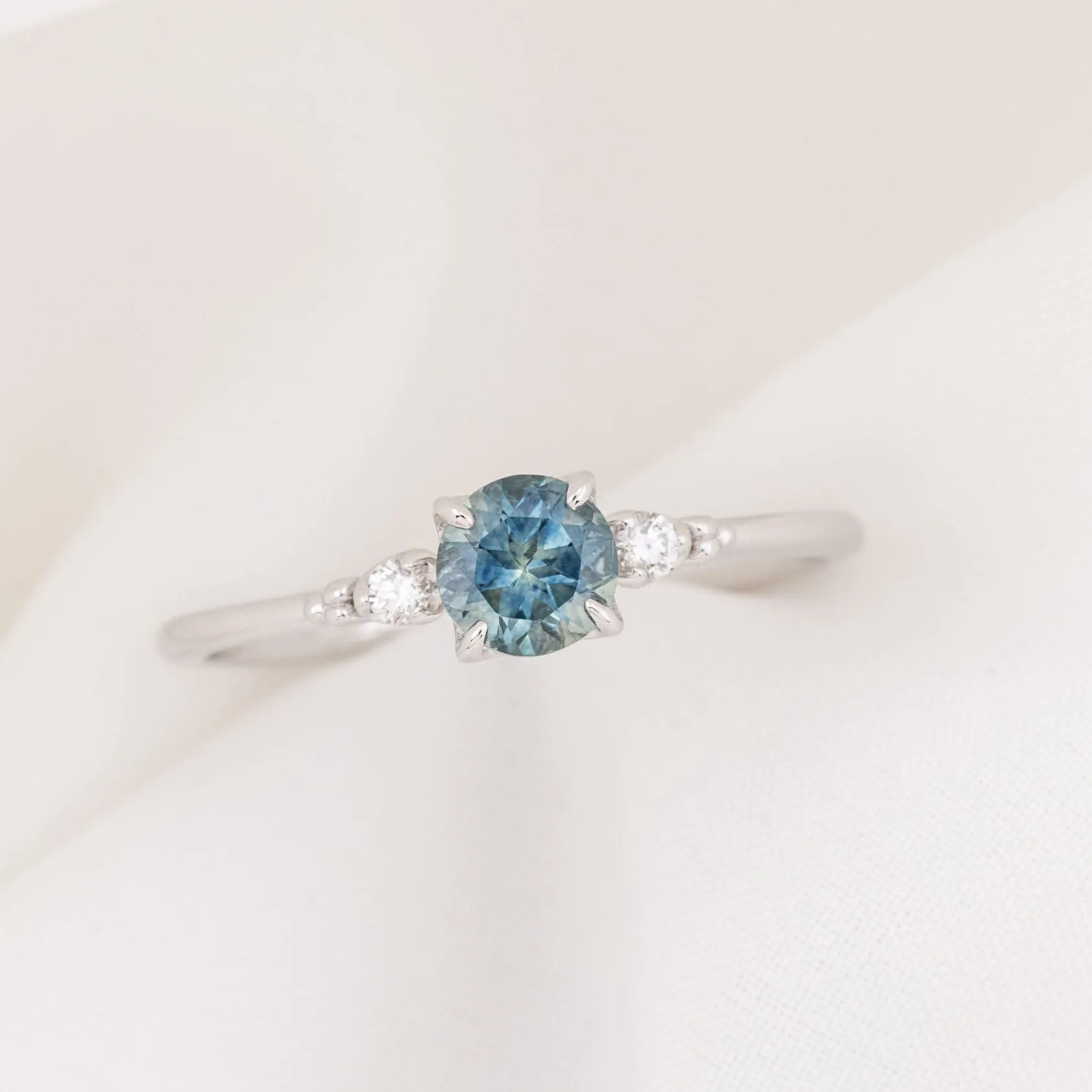 Estel Ring 0.60ct Blue Montana Sapphire, 14k White Gold (One of a kind)