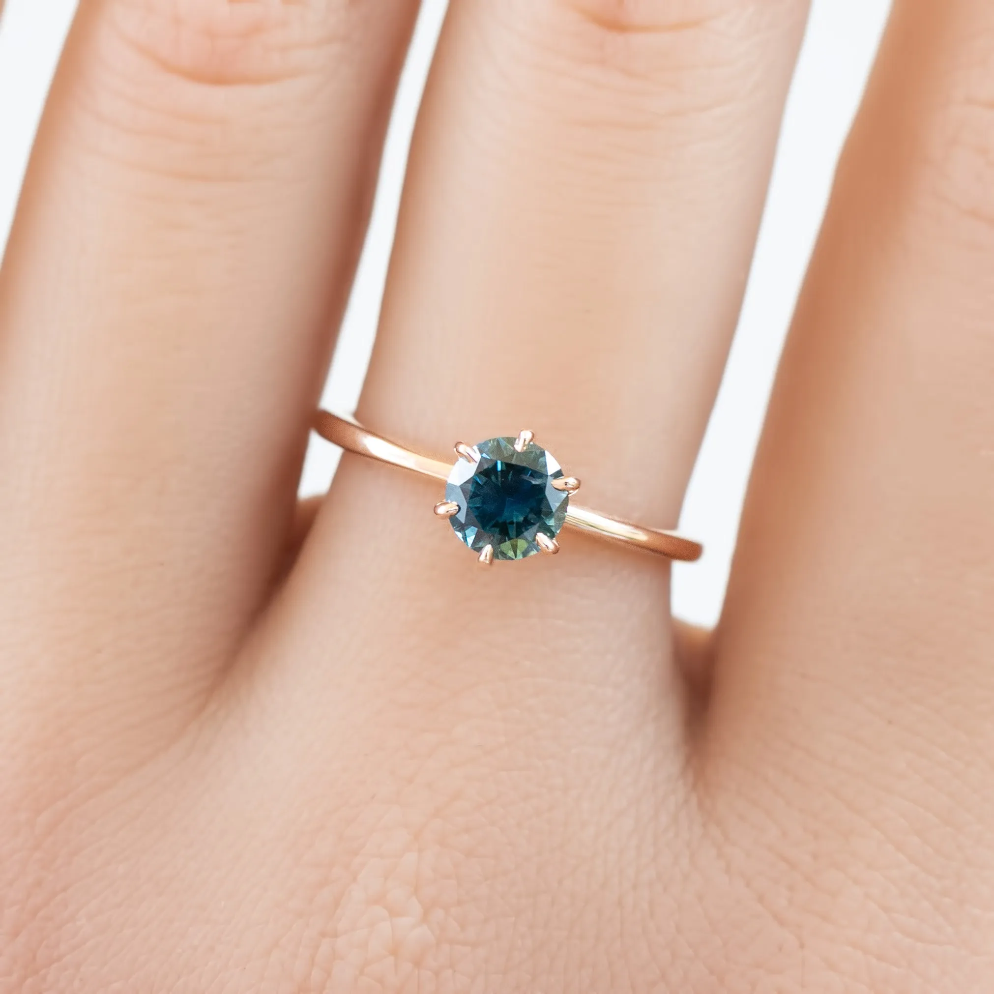 Floryn Ring 0.77ct Parti Blue Green Montana Sapphire, 14K Rose Gold (One of a kind)