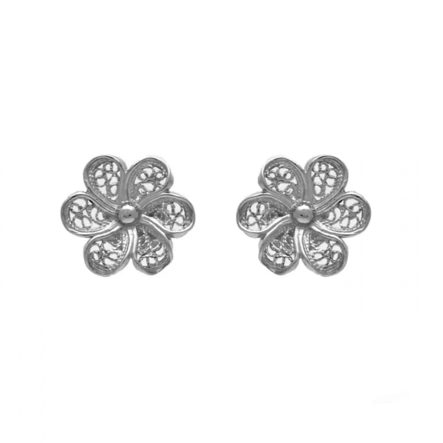 Flower Filigree Sterling Silver Post Earrings