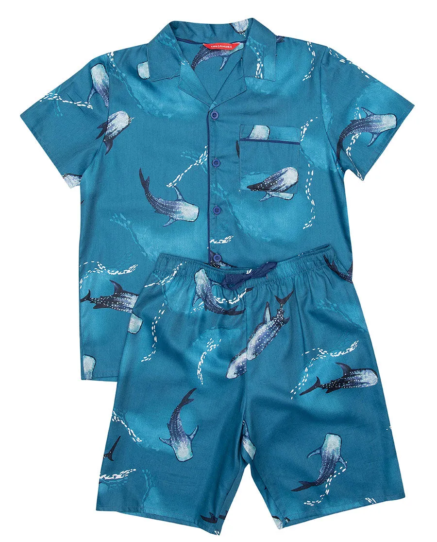 George Blue Whale Print Shorty Set