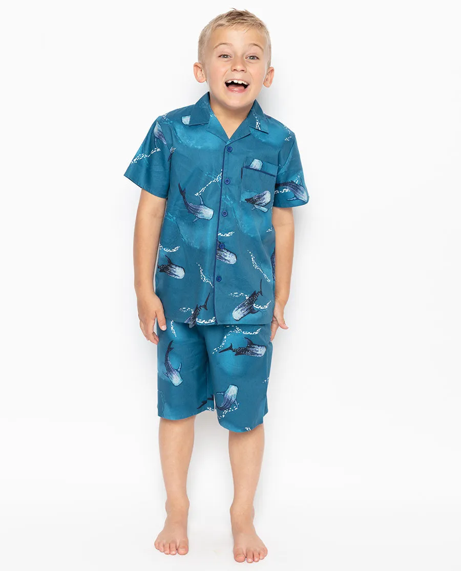 George Blue Whale Print Shorty Set