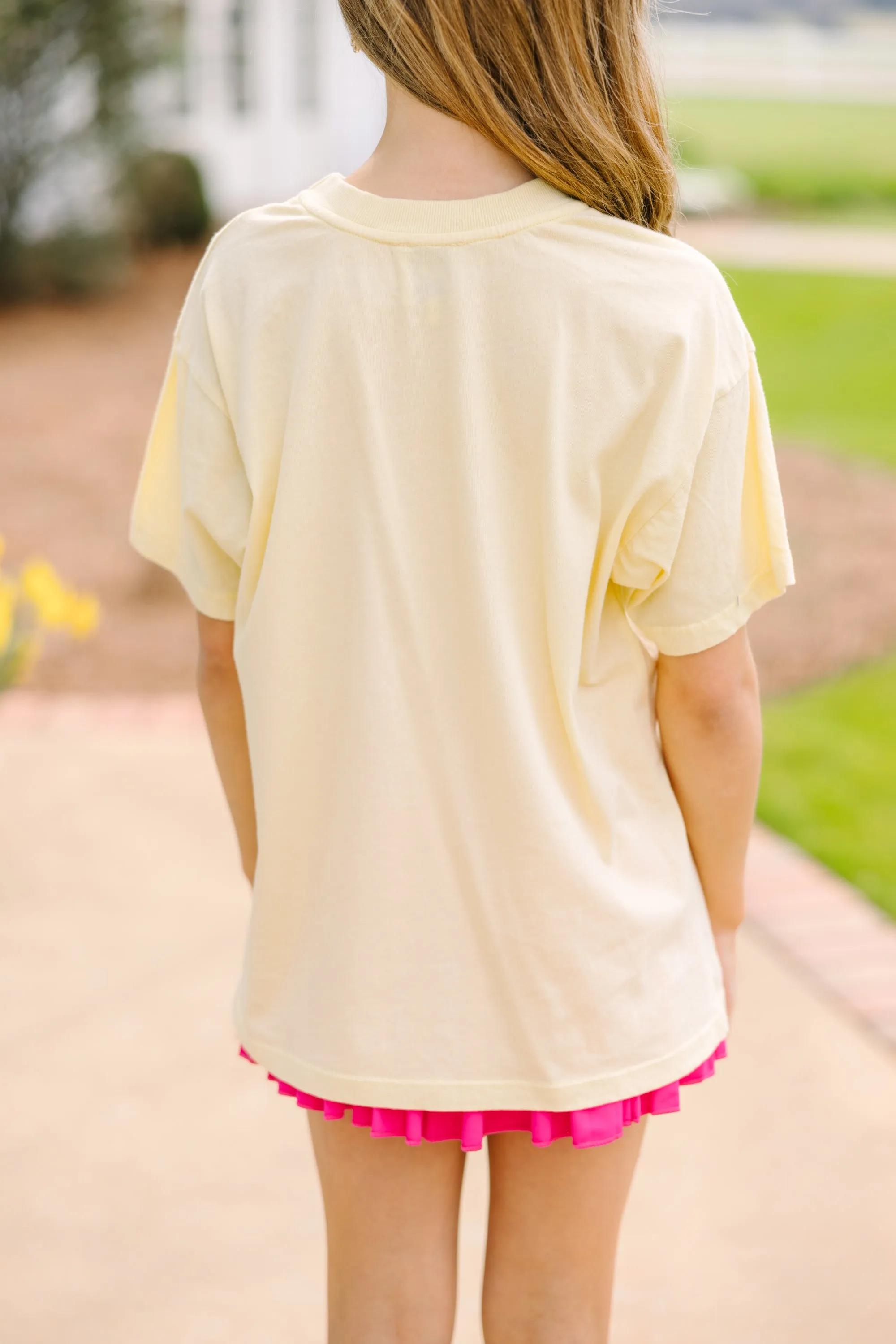 Girls: Summertime Yellow Oversized Graphic Tee