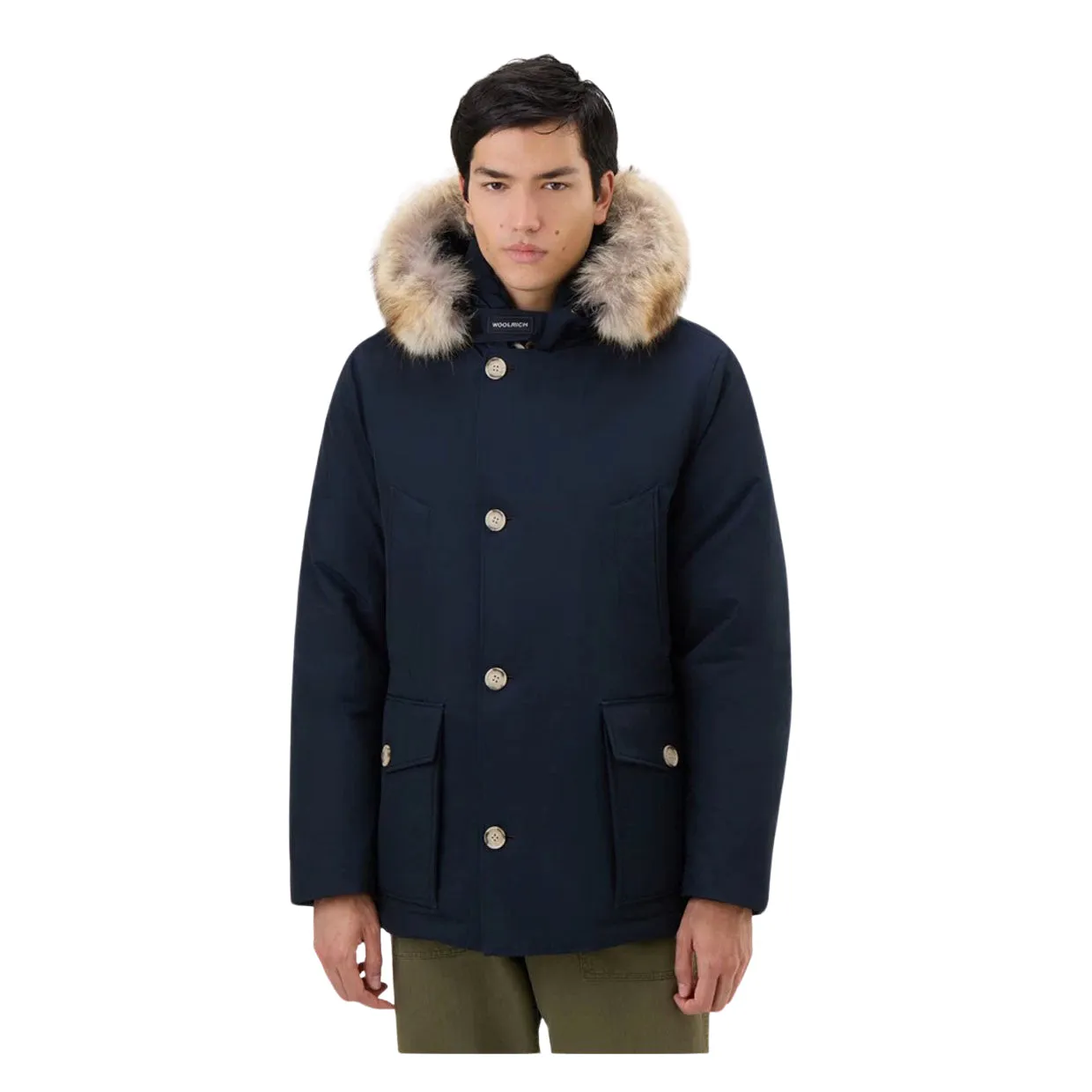 Giubbino Uomo Woolrich Arctic Detachable Fur Anorak Blu