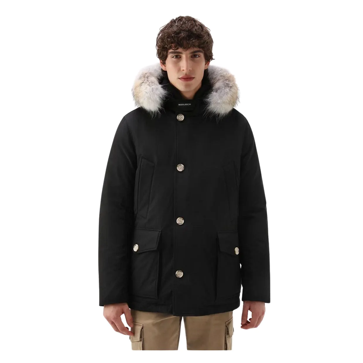 Giubbino Uomo Woolrich Arctic Detachable Fur Anorak Nero