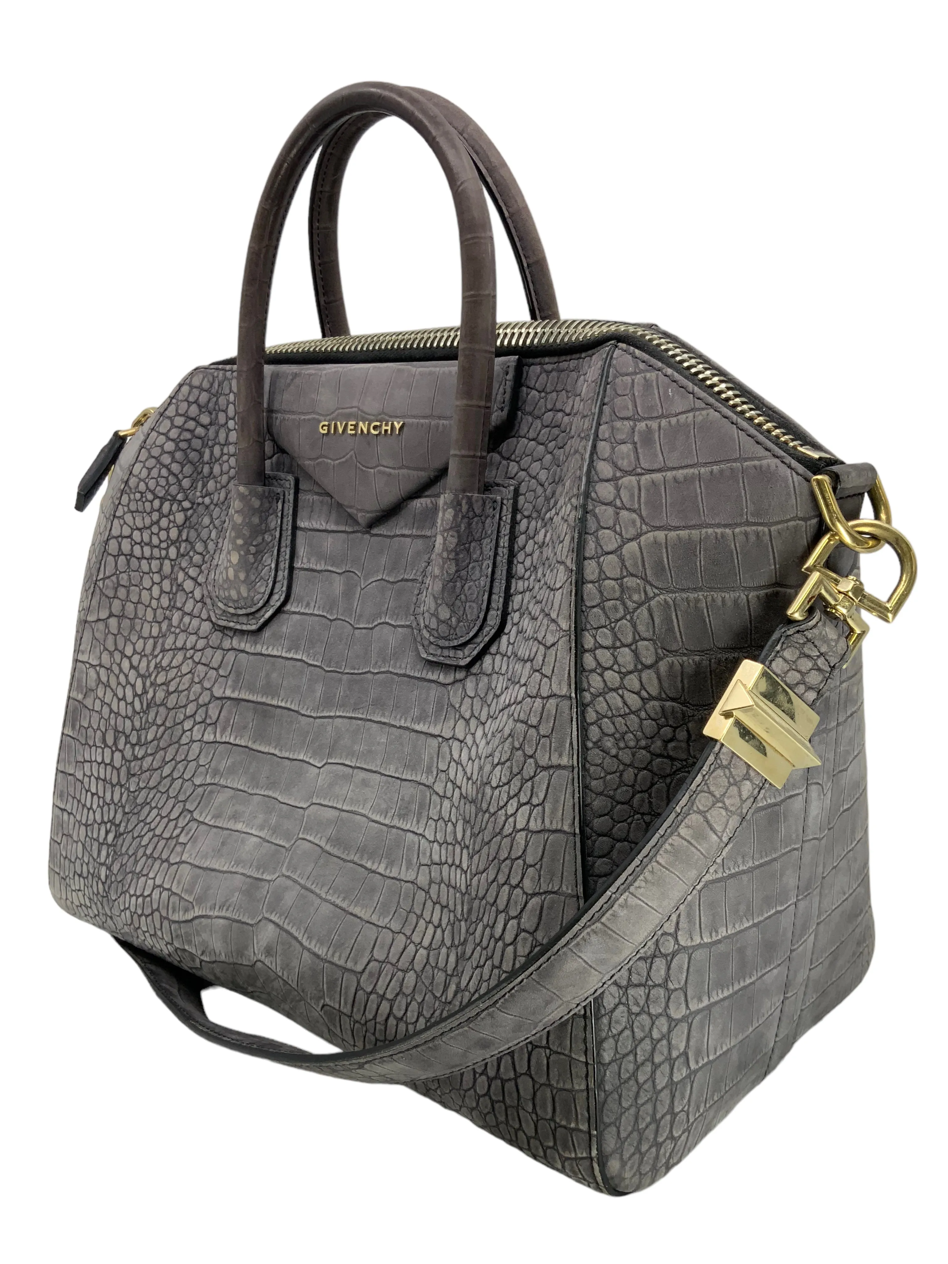 Givenchy Antigona Medium Crocodile Embossed Satchel Bag