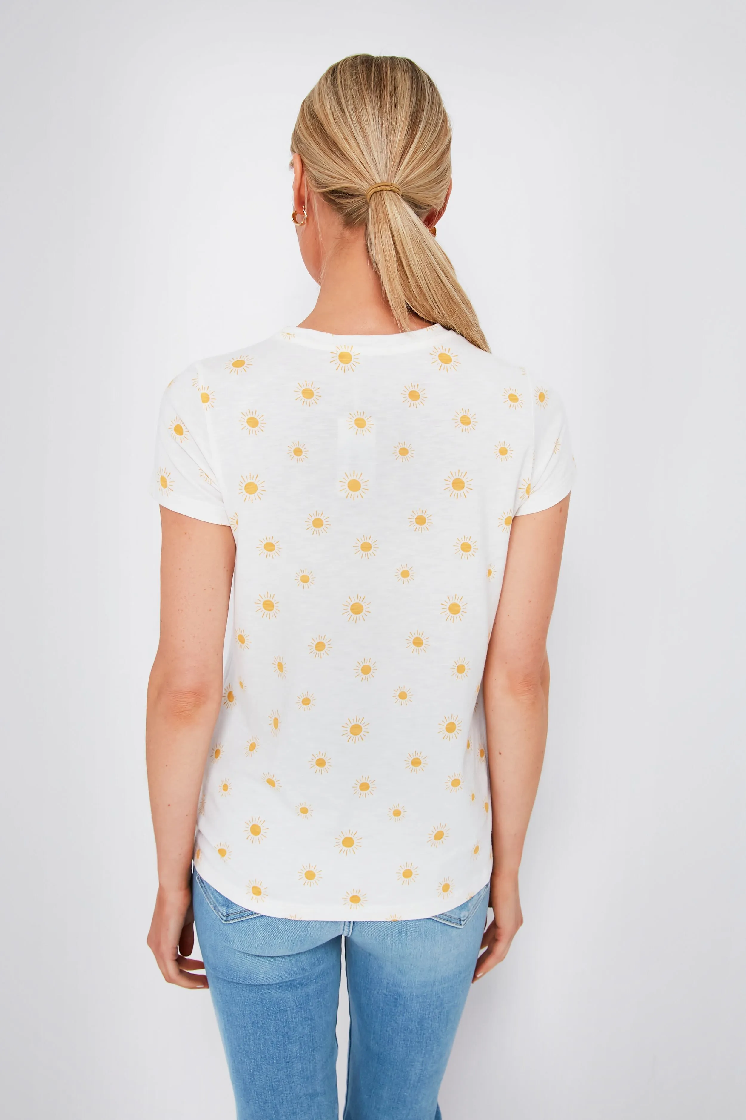 Gold Sun Print Swing Crew Tee