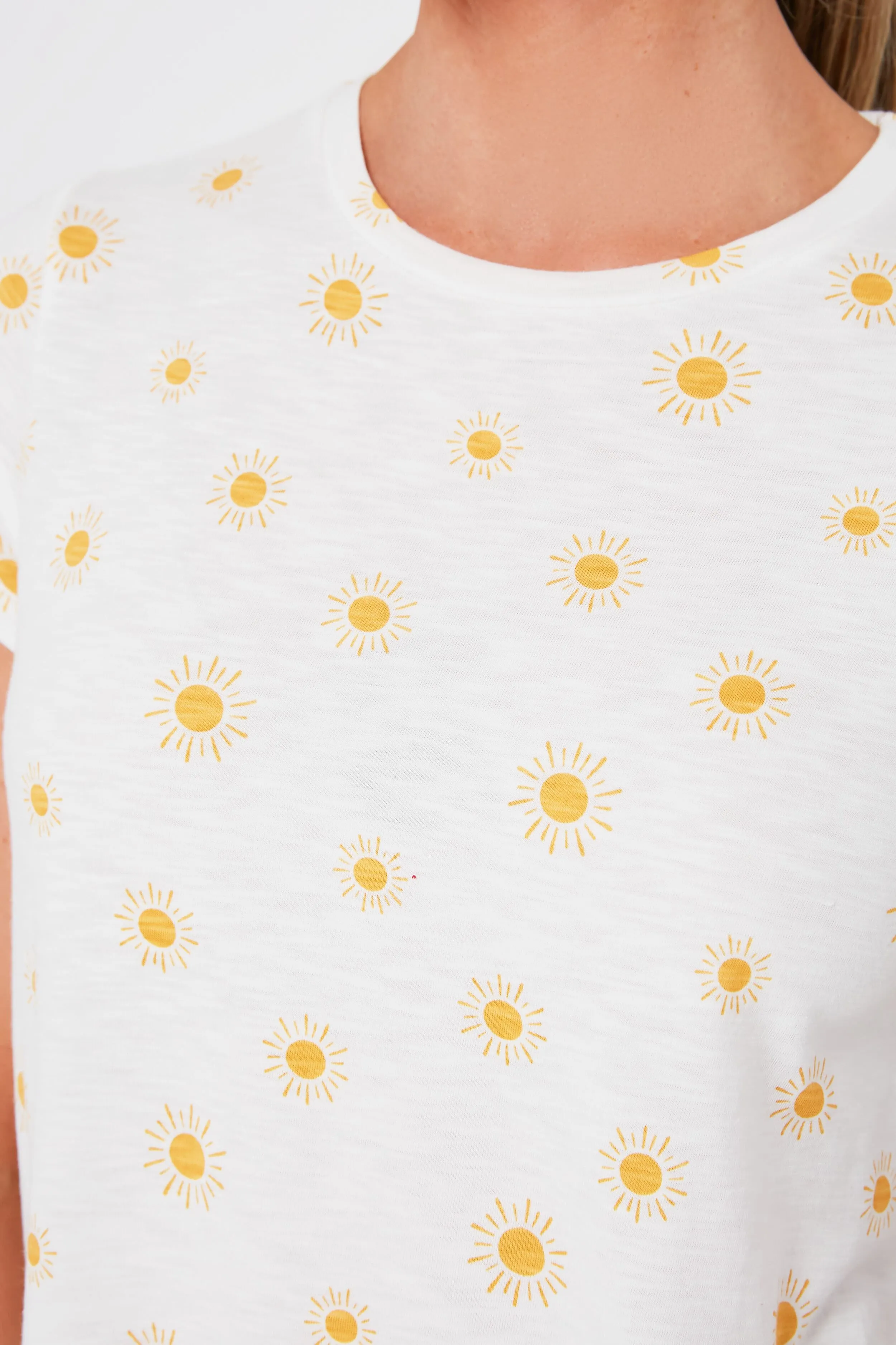 Gold Sun Print Swing Crew Tee