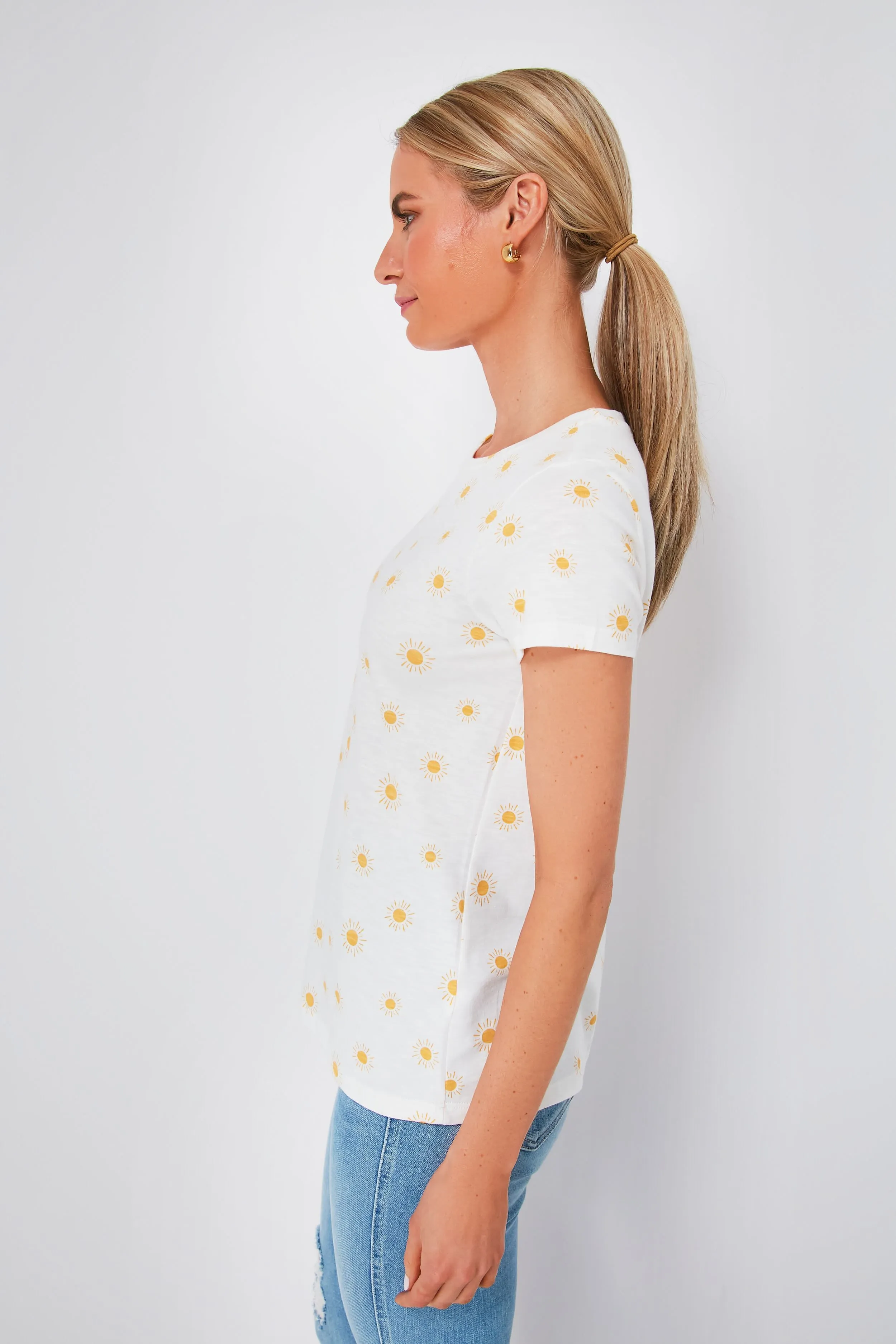 Gold Sun Print Swing Crew Tee