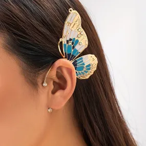 Gorgeous Big Butterfly Wing Ear Wrap with Sparkling Rhinestones - Retro Cute Style Zinc Alloy Jewelry for the Stage