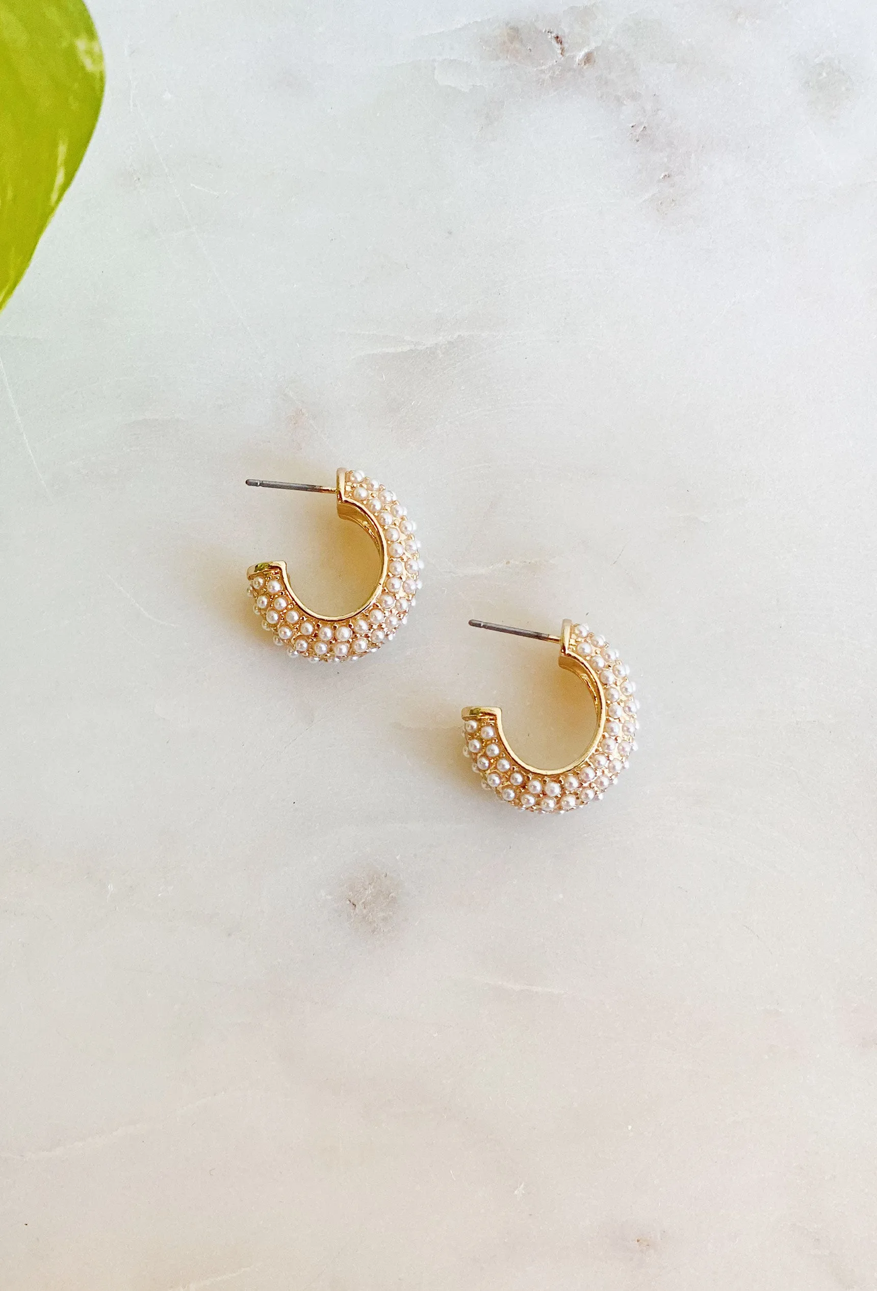 Gracie Pearl Hoop Earrings