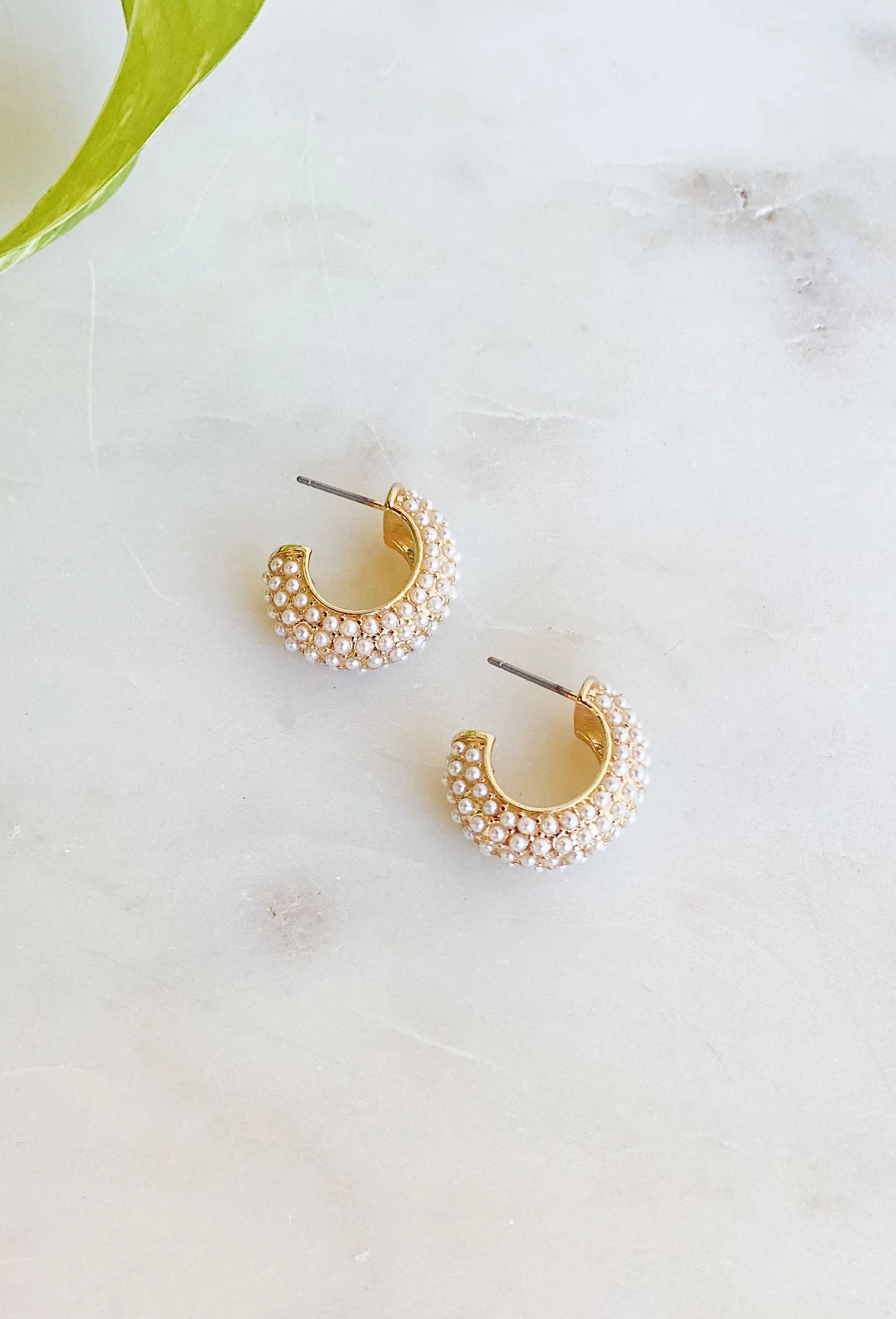 Gracie Pearl Hoop Earrings