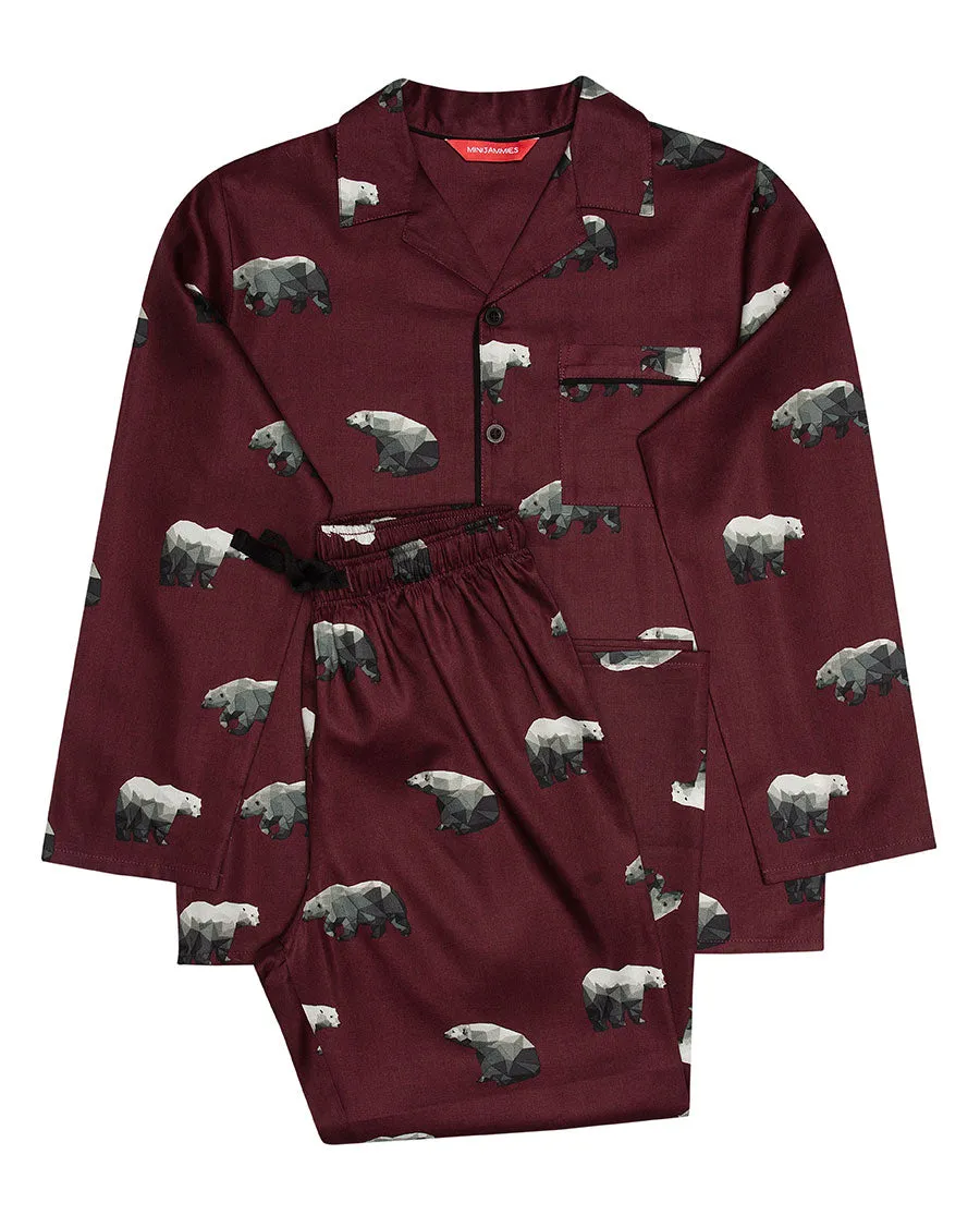 Harley Burgundy Polar Bear Print Pyjama Set