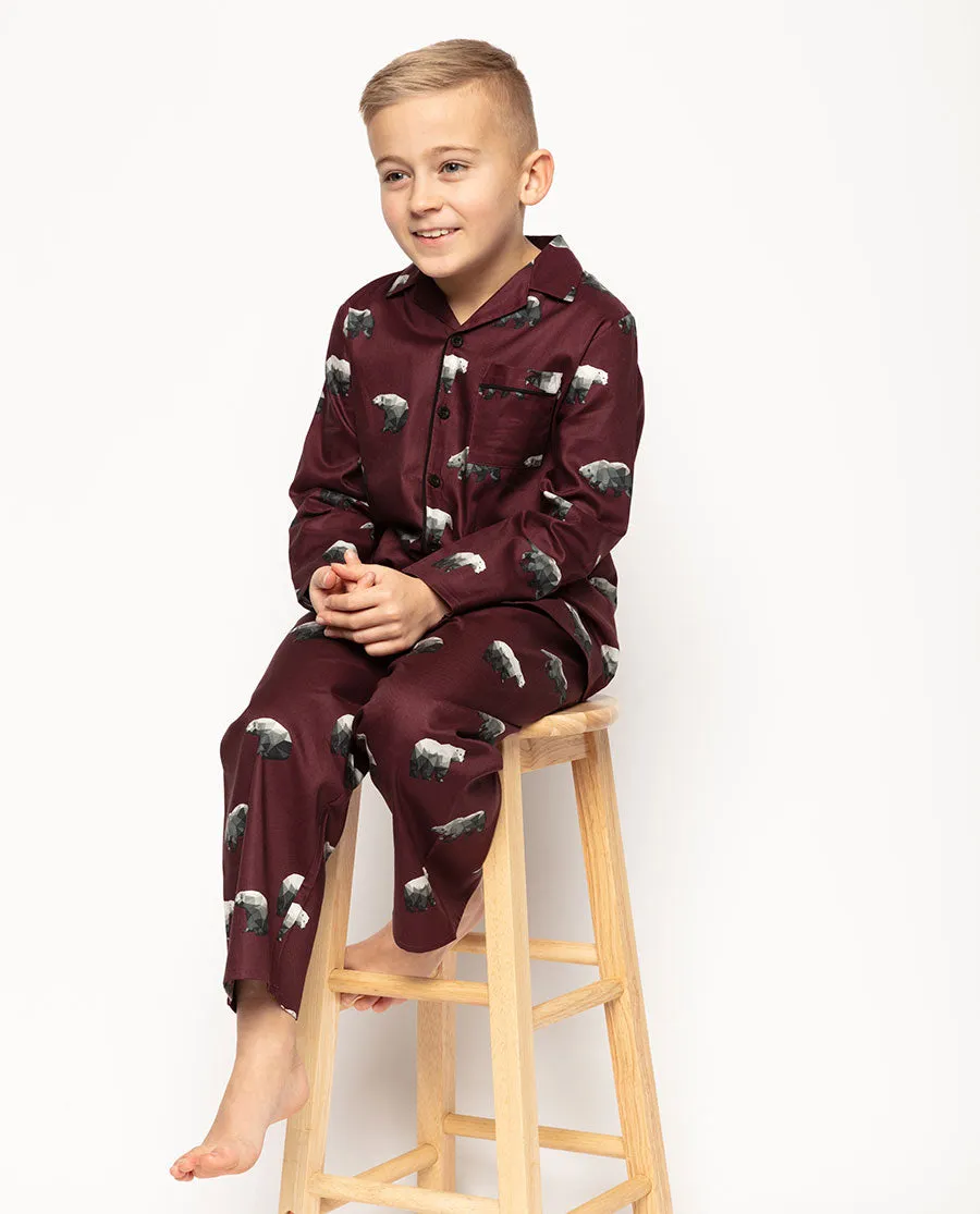 Harley Burgundy Polar Bear Print Pyjama Set