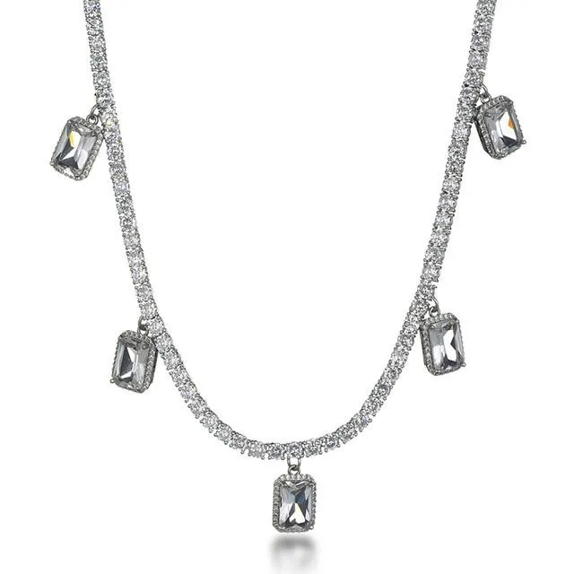 Iced Out Gem Tennis Necklace