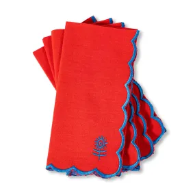 Icon Linen Napkins S/4 - Cherry   Peacock