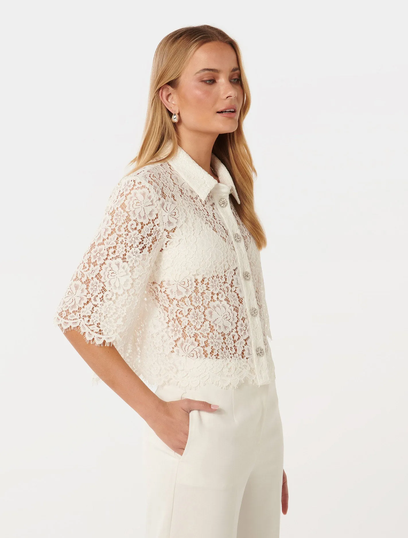 Ilah Lace Crop Shirt