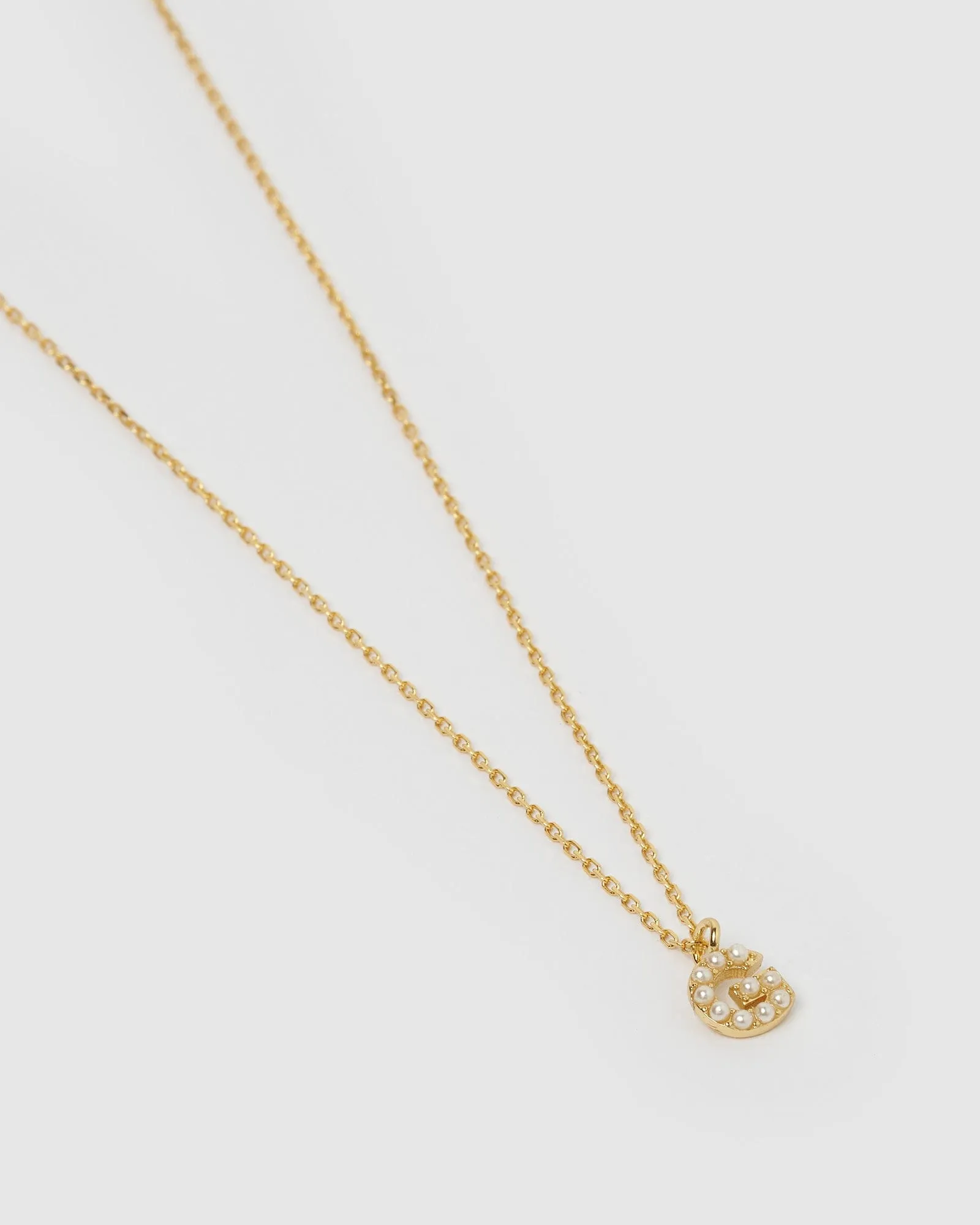 Izoa Pearl Letter G Necklace Gold