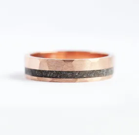 Jean Hammered Black Spinel Inlay Wedding Band