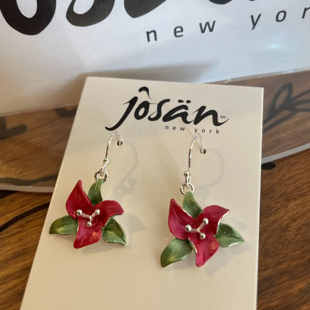 Josan SSW Fuchsia Triple Flower Earrings