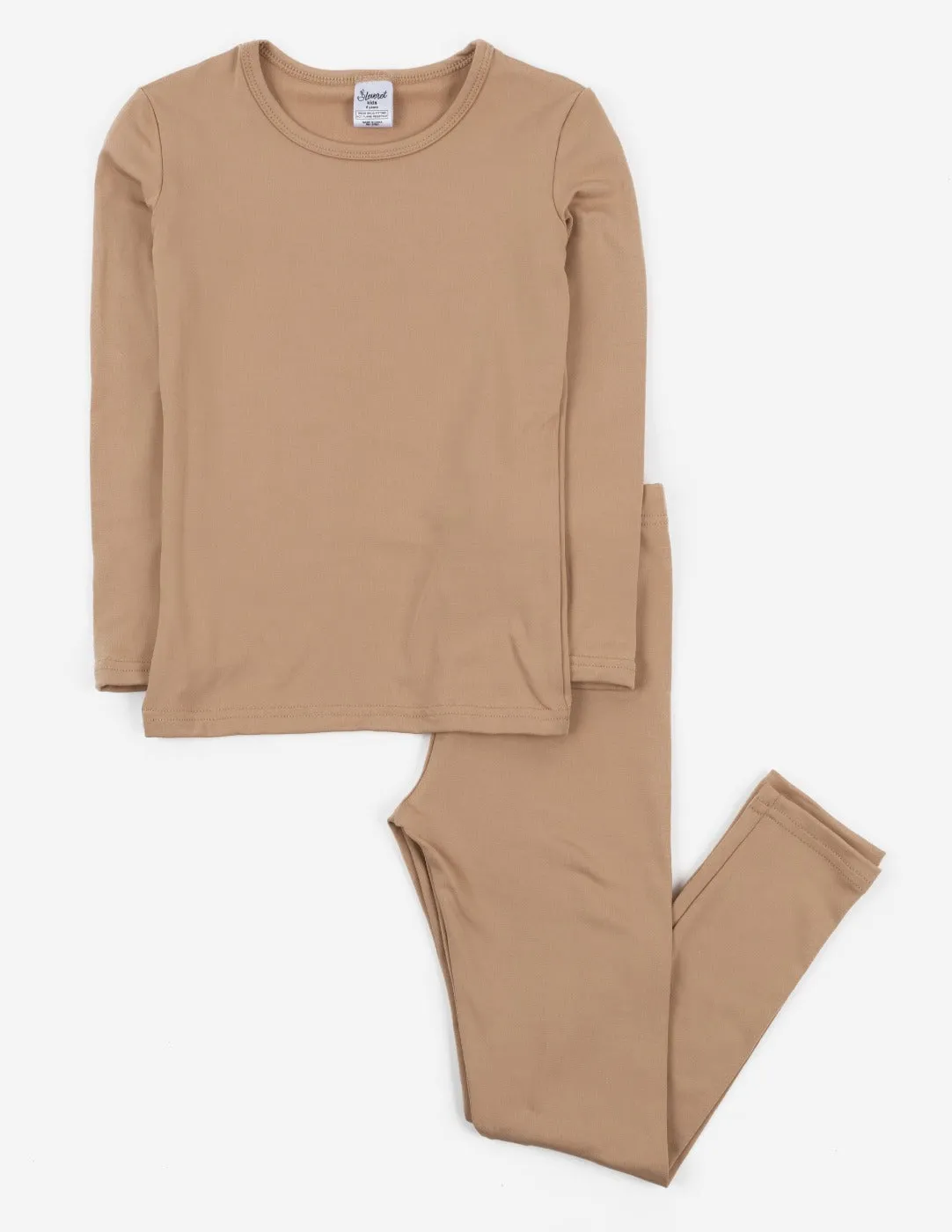 Kid's Neutral Solid Color Thermal Pajamas