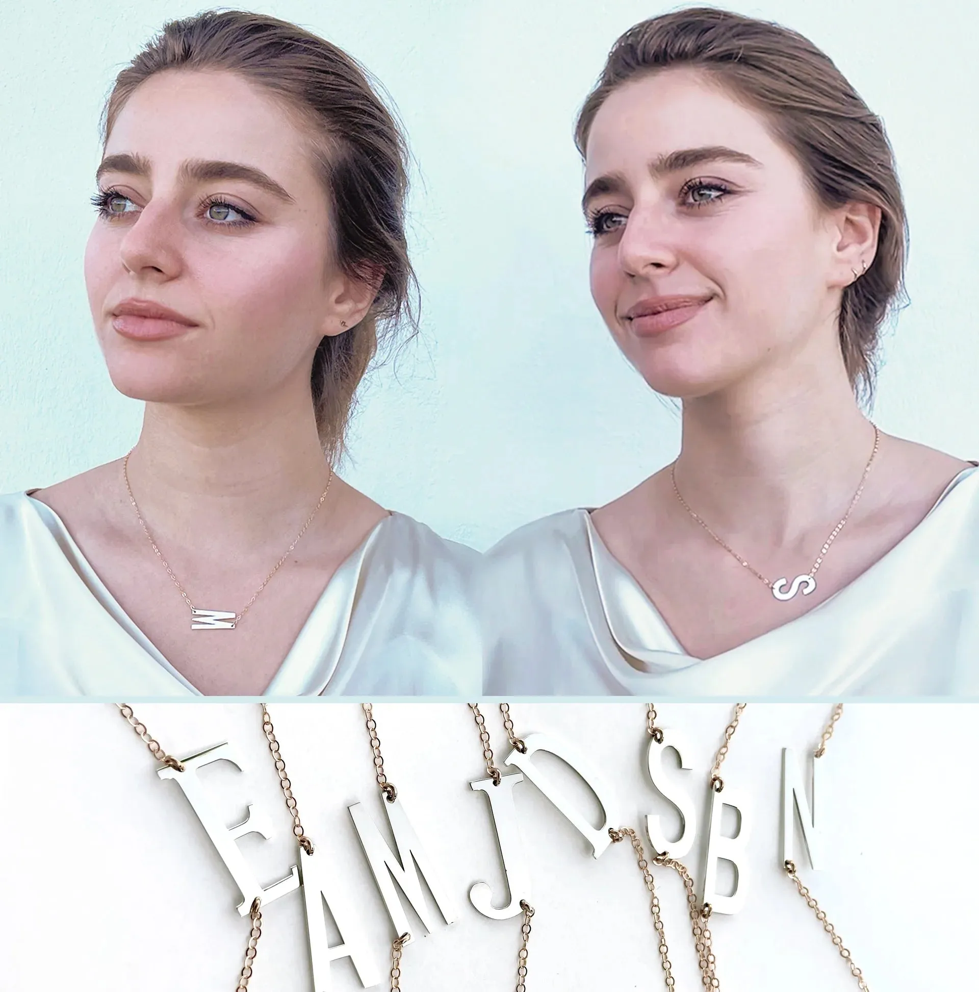 Large Sideways Initial Necklace