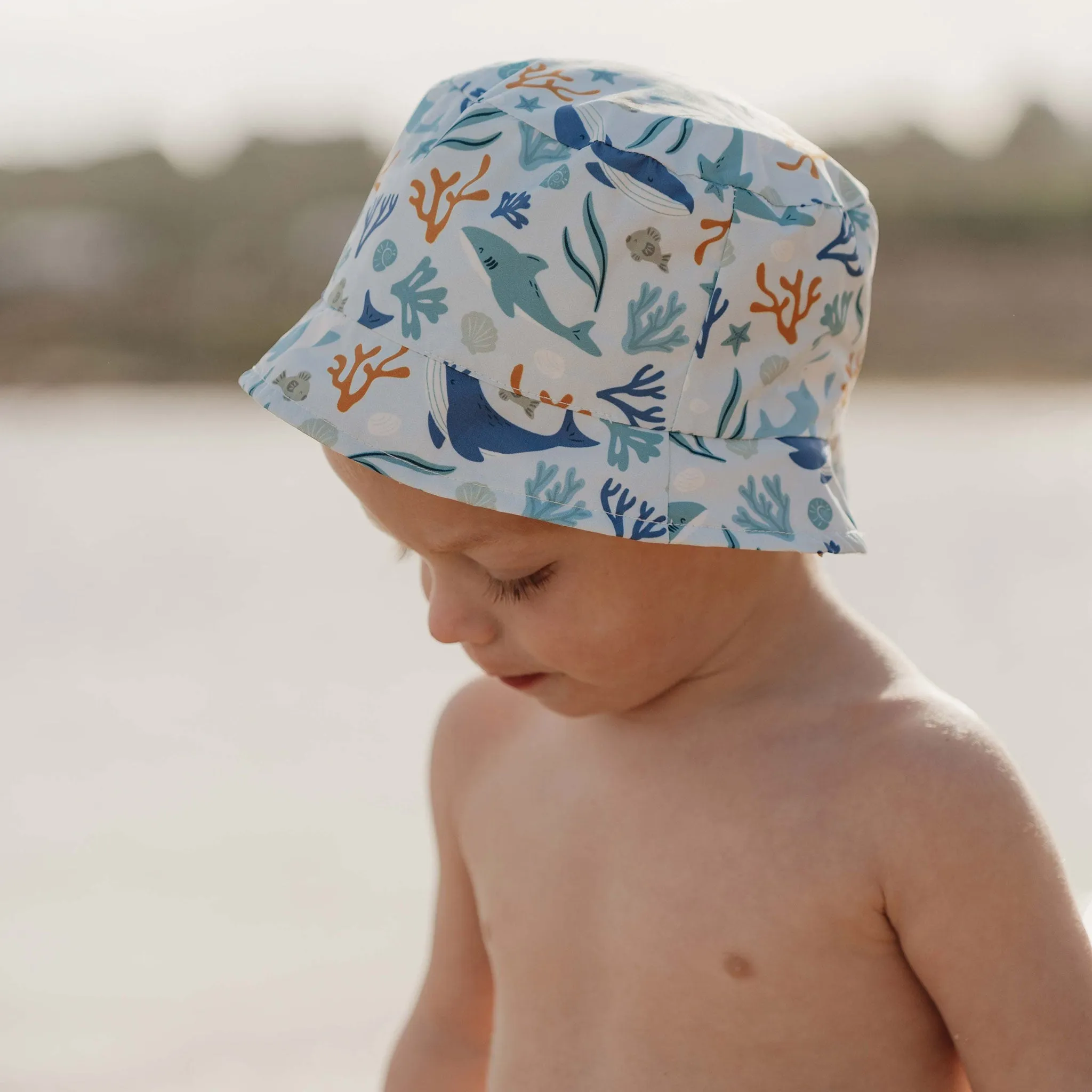 Little Dutch Reversible Bucket Hat - Honey Stripes & Ocean Dreams Blue