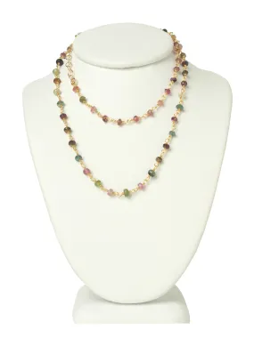 LONG Watermelon Tourmaline Gemstone Necklace