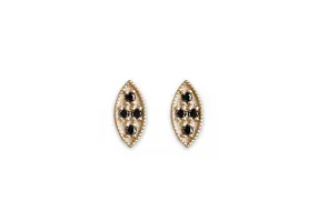 Marquise Black Diamond Leaf Studs