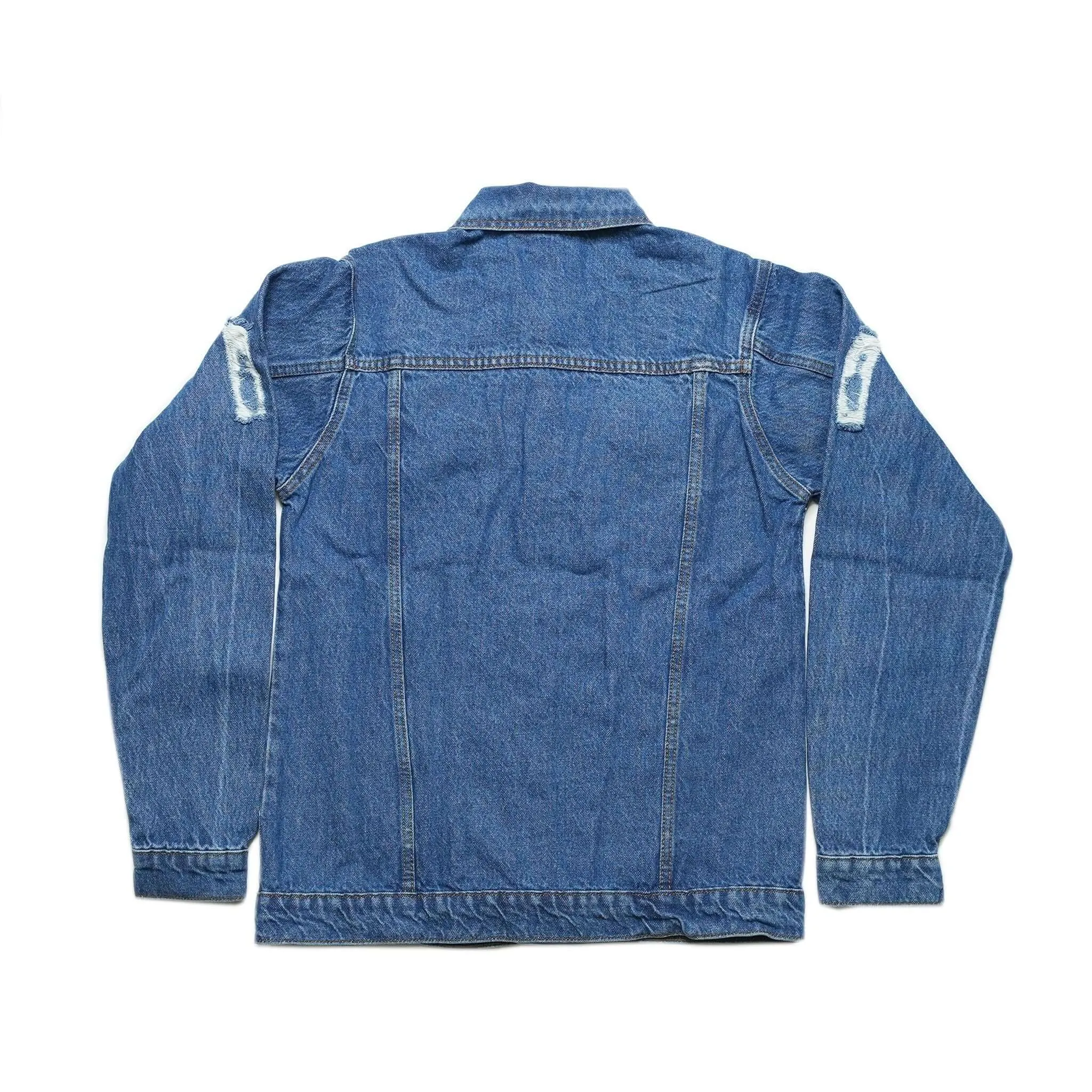 Men's Classic Ripped Slim Fit Denim Jacket - Ben Din Clothing