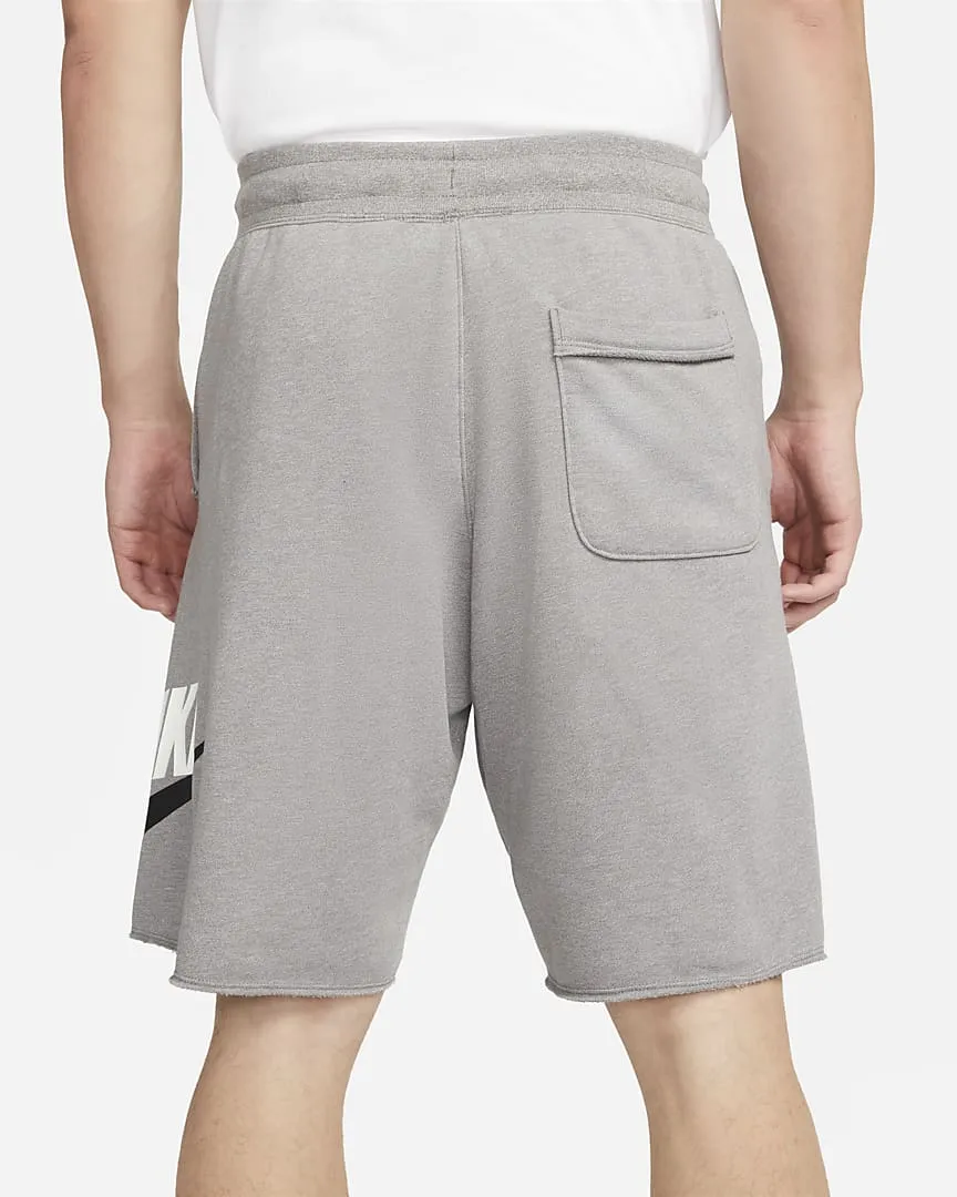 Nike Alumni Essentials Casual Sport Men's Brushed Cotton Shorts DM6817-029 flat pewter-heather