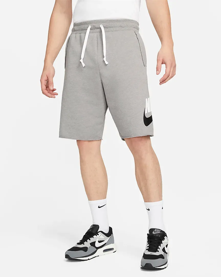 Nike Alumni Essentials Casual Sport Men's Brushed Cotton Shorts DM6817-029 flat pewter-heather