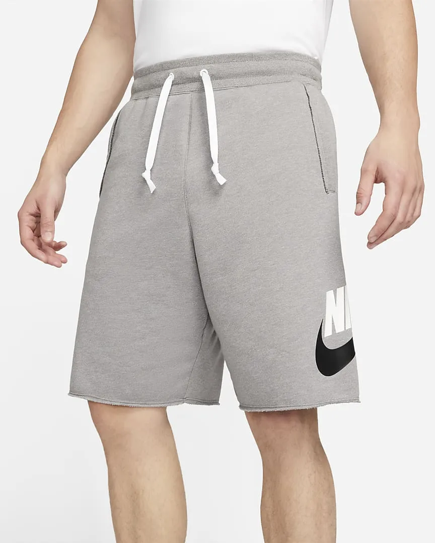 Nike Alumni Essentials Casual Sport Men's Brushed Cotton Shorts DM6817-029 flat pewter-heather