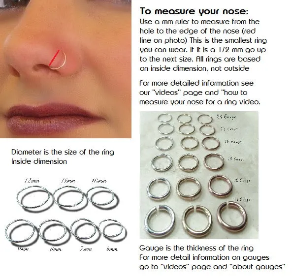 Nose Ring Endless Tiny Star - Choose Your Metal, Choose Your Size