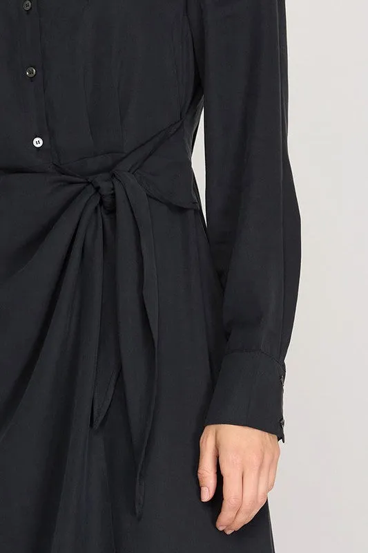 Odelia Side Tie Dress in Black