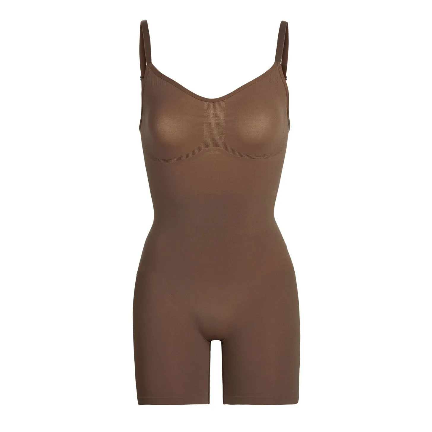 Oleidi Sculpting Bodysuit Mid Thigh W. Open Gusset - Brown