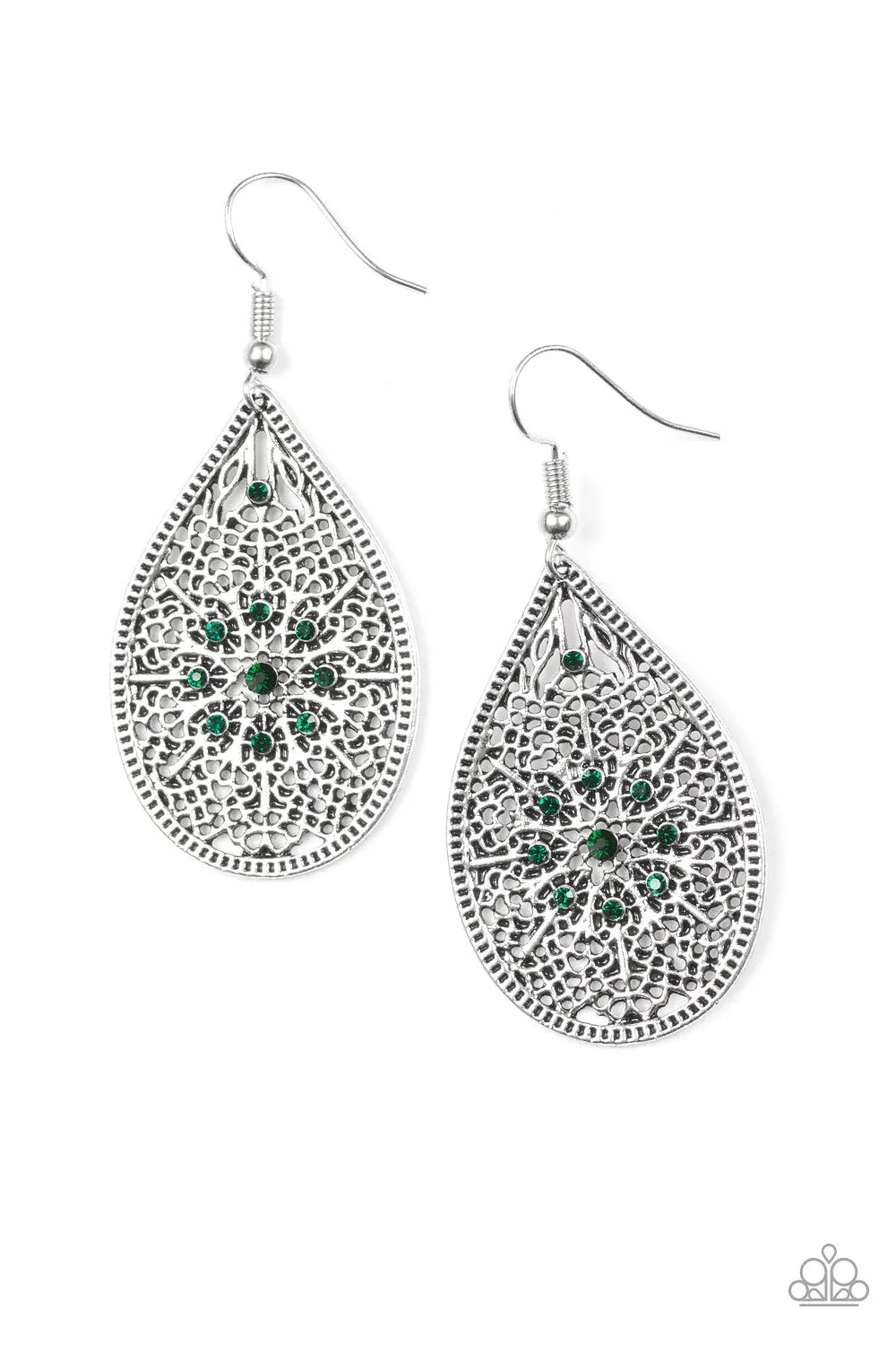 Paparazzi Dinner Party Posh Green Earrings