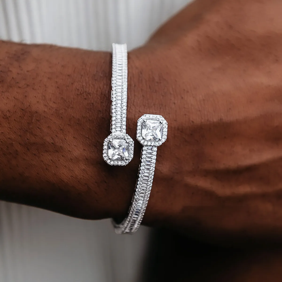 Pave Cushion Cut Baguette Cuff