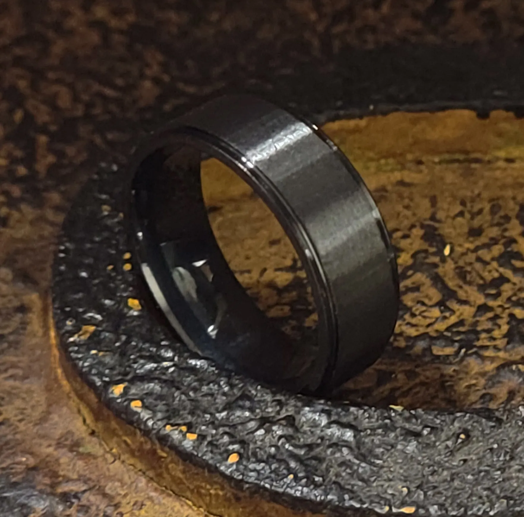 Personalized Men's Wedding Band - Brushed Matte Black Engraved