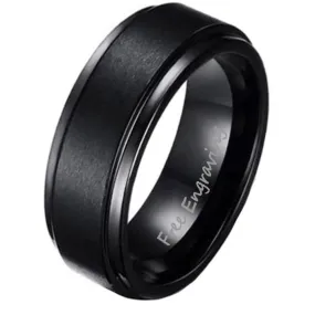 Personalized Men's Wedding Band - Brushed Matte Black Engraved