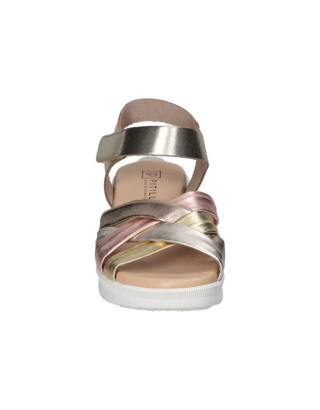 Pitillos Leather Wedge Sandal Gold