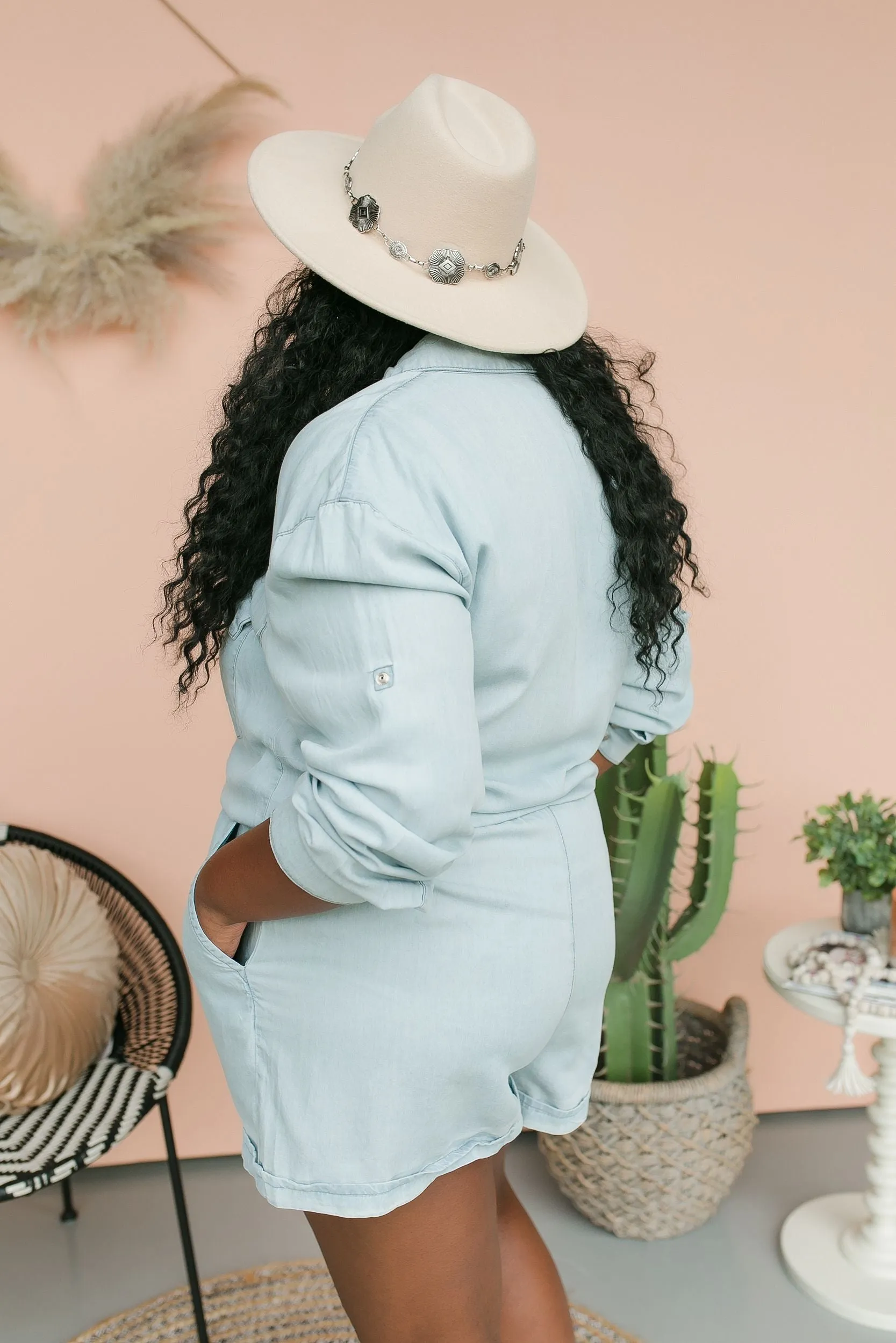 PLUS SIZE One Wish Denim Romper