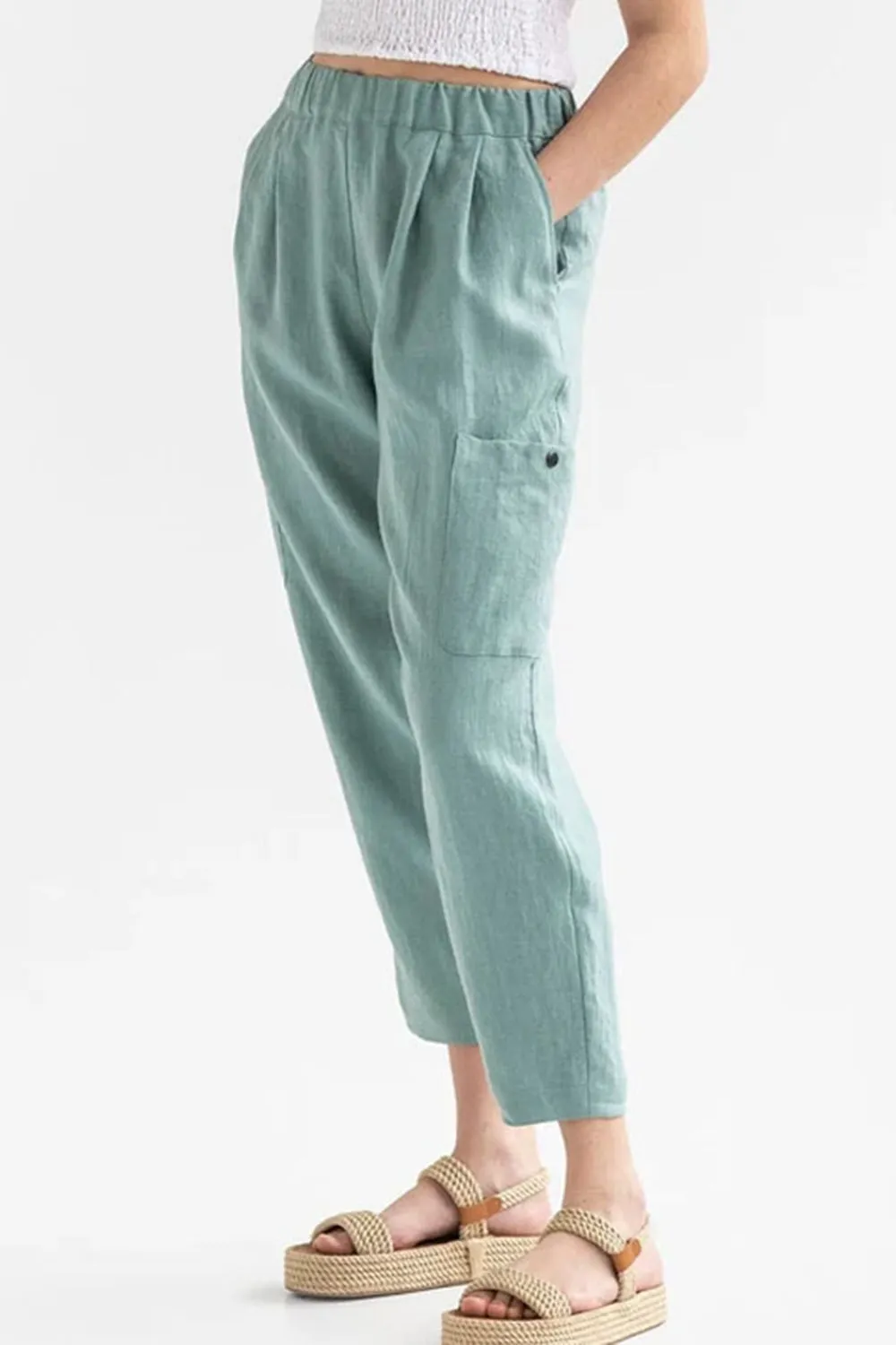 Pocketed Elastic Waist Pants