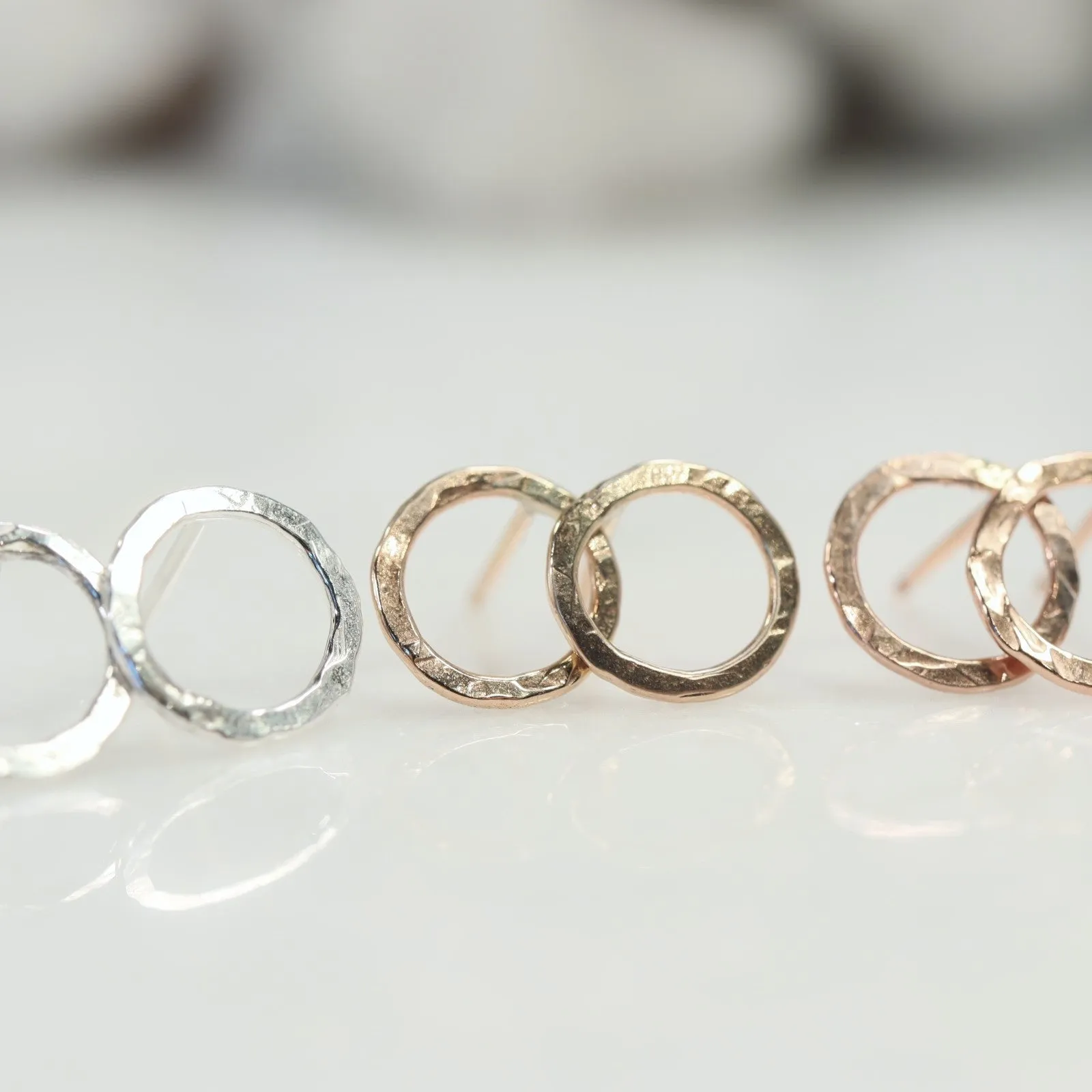 Post Earring Circle Hammered Choose Your Metal