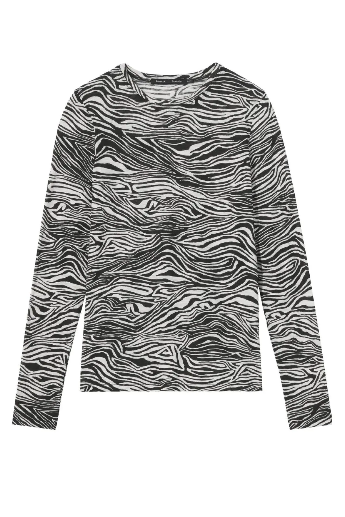 Proenza Schouler Printed Zebra Long Sleeve T-Shirt - Ecru/ Black