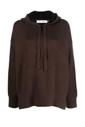 Proenza Schouler White Label Cashmere Blend Knit Hoodie - Dark Brown/ Black