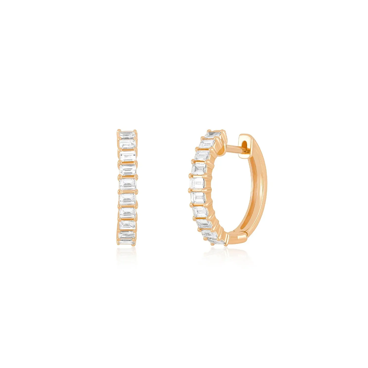 Prong Set Diamond Baguette Hoop Earrings