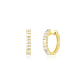 Prong Set Diamond Baguette Hoop Earrings