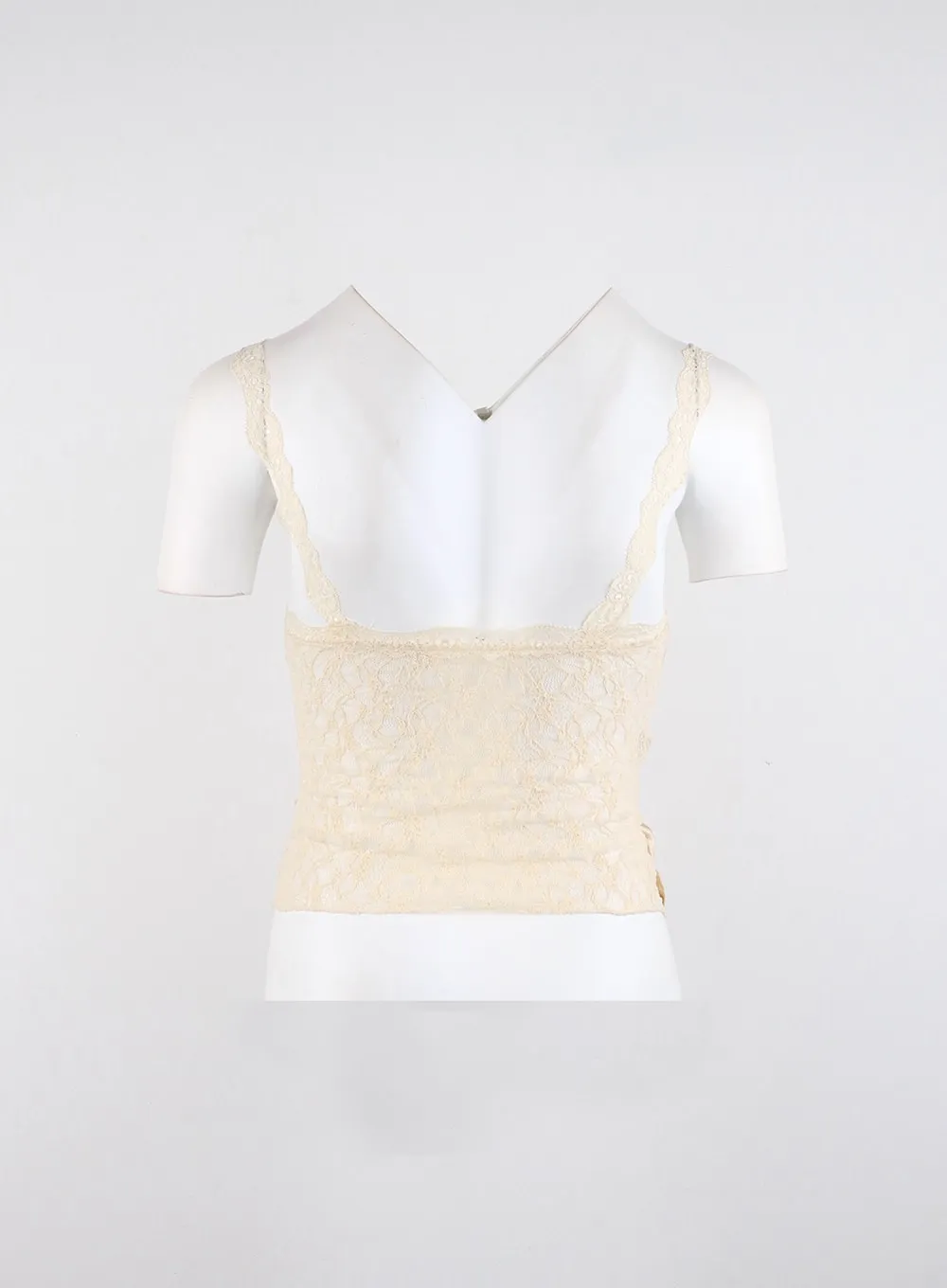 Ribbon Lace Crop Sleeveless Top ID315