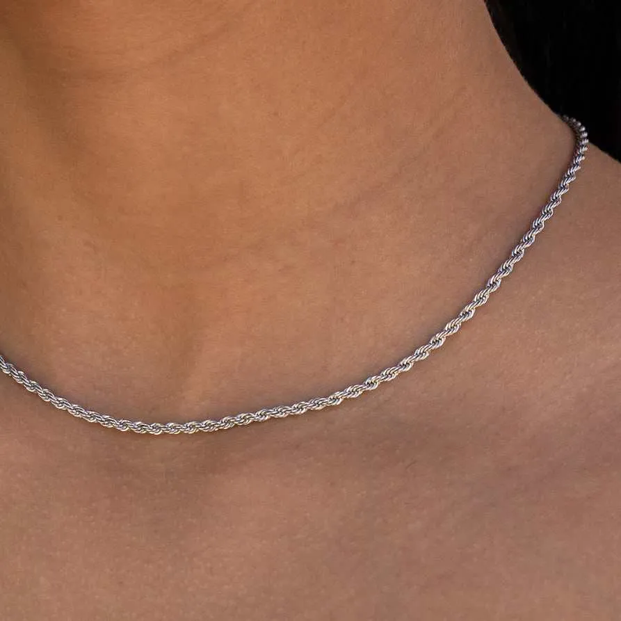 Rope Necklace in White Gold - 2mm