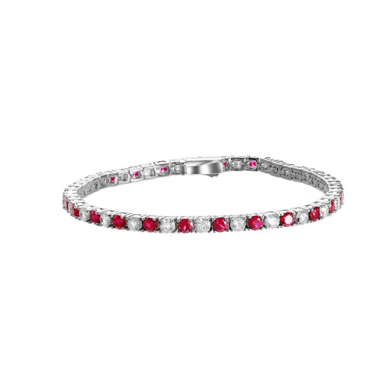 Ruby High Carbon Diamond Tennis Bracelet Silver